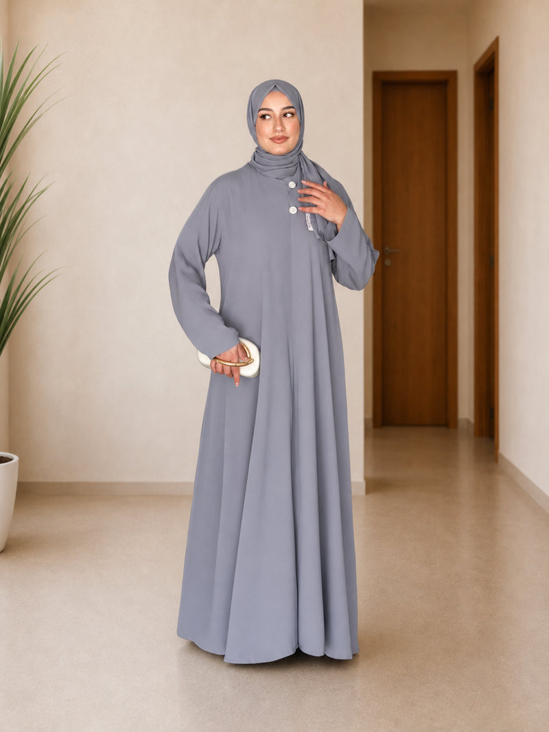Abaya Doha Mode & son châle assorti, coloris Gris
