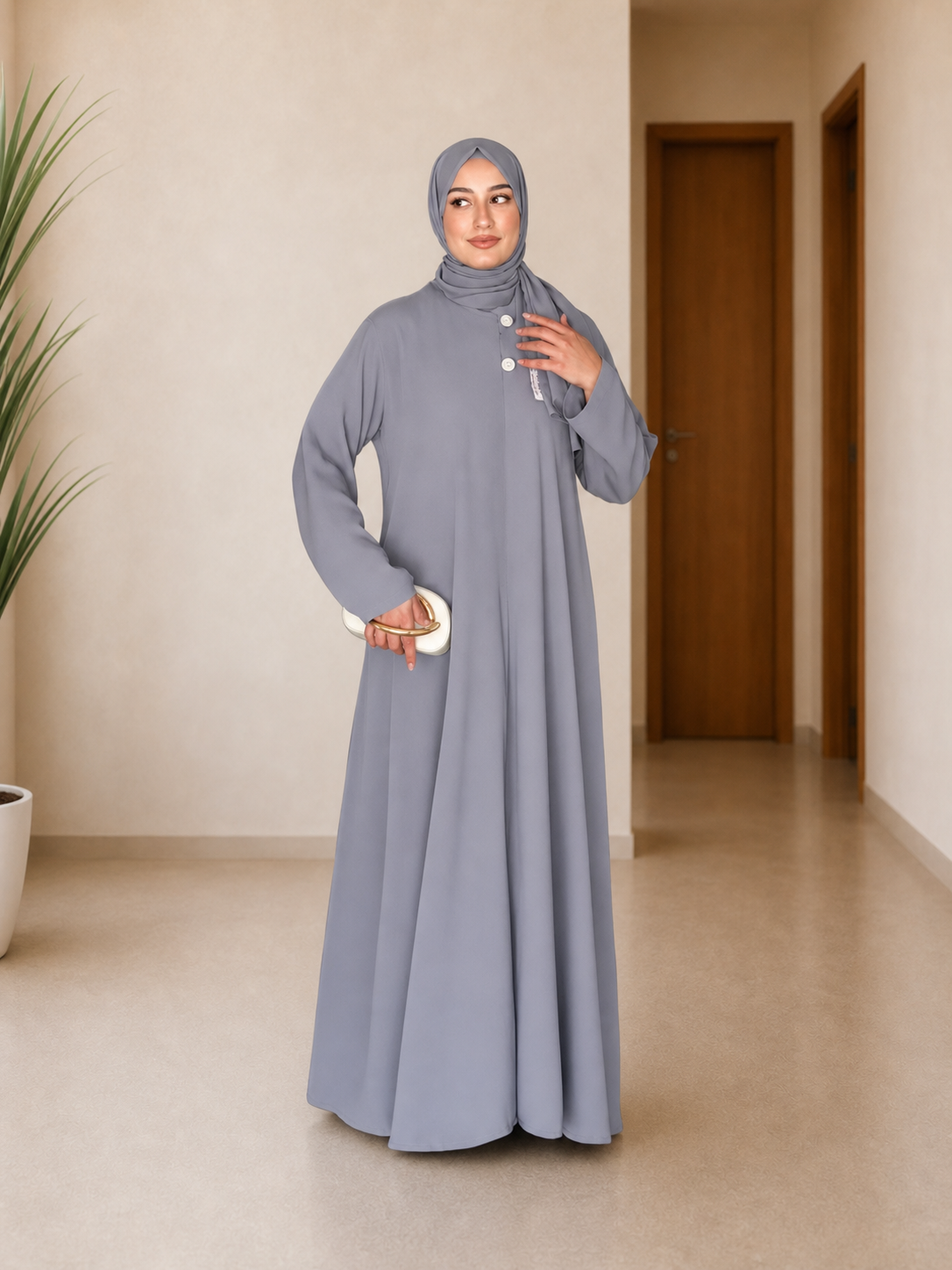 Abaya & Châle Doha Mode - Gris