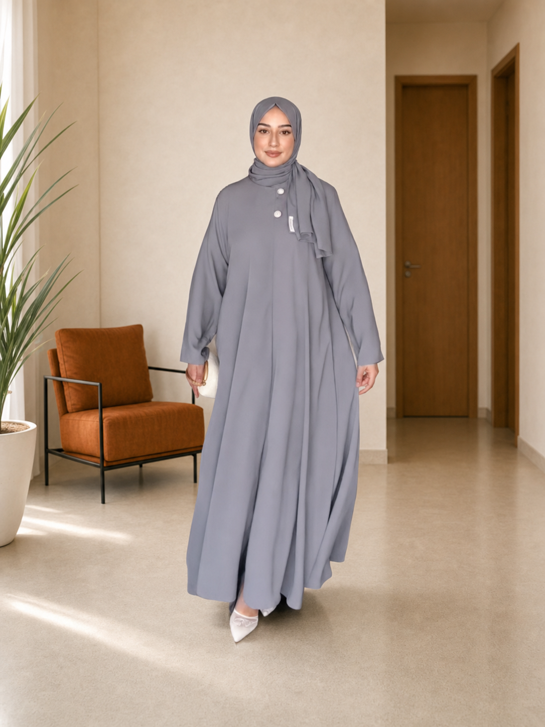 Abaya & Châle Doha Mode - Gris