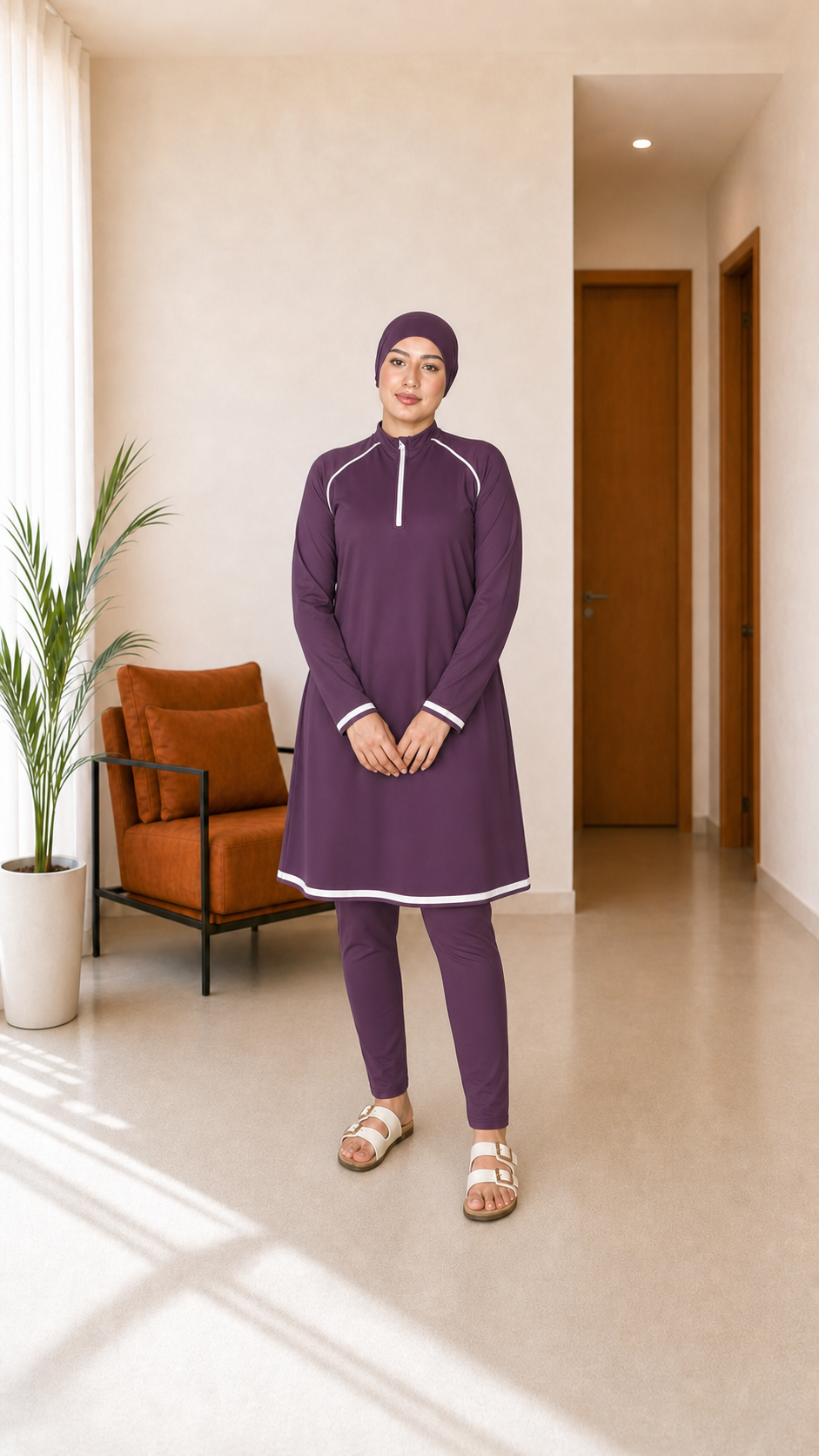 Maillot de bain couvrant Lagune — Aubergine
