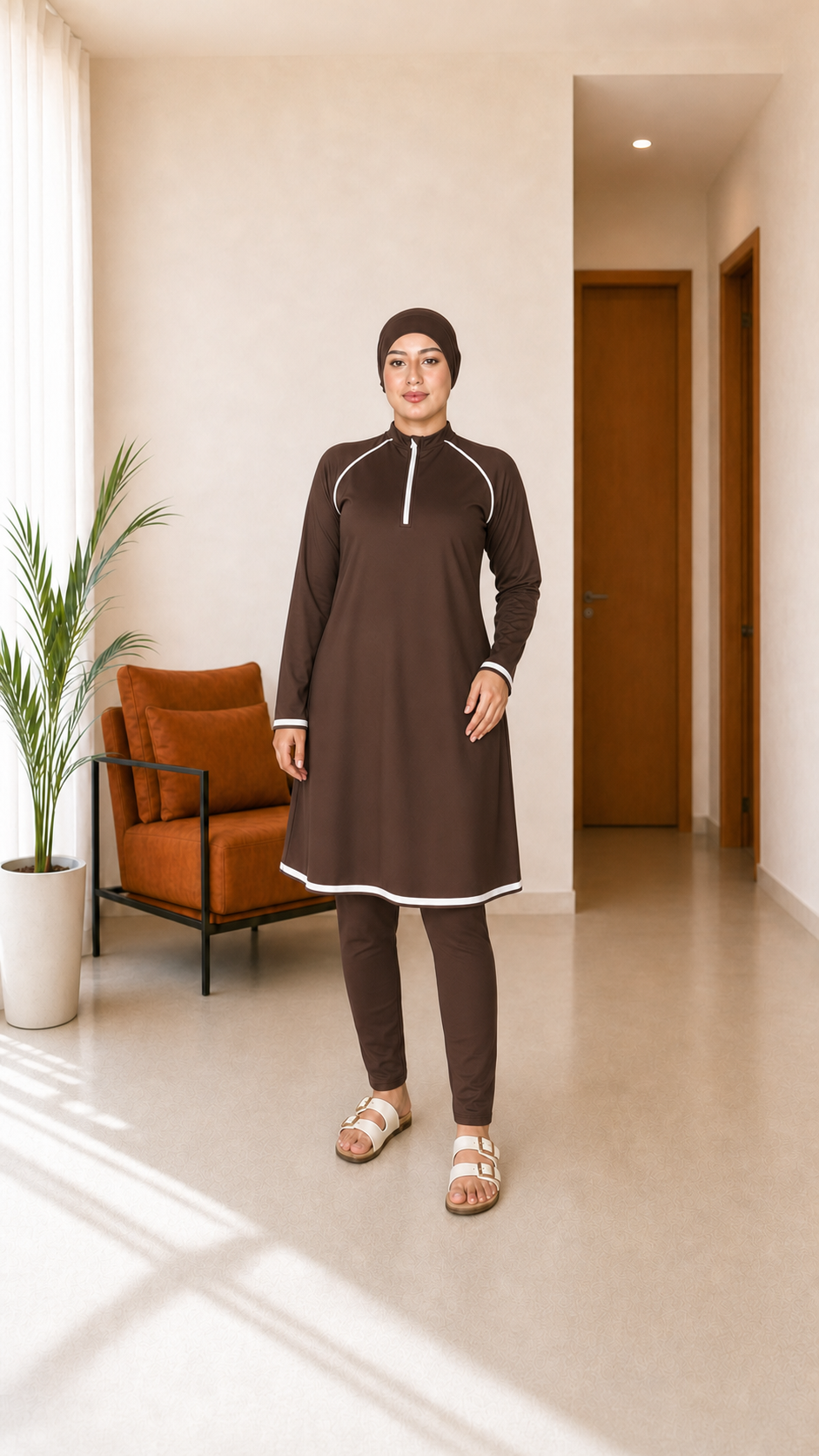 Maillot de bain couvrant Lagune — Marron