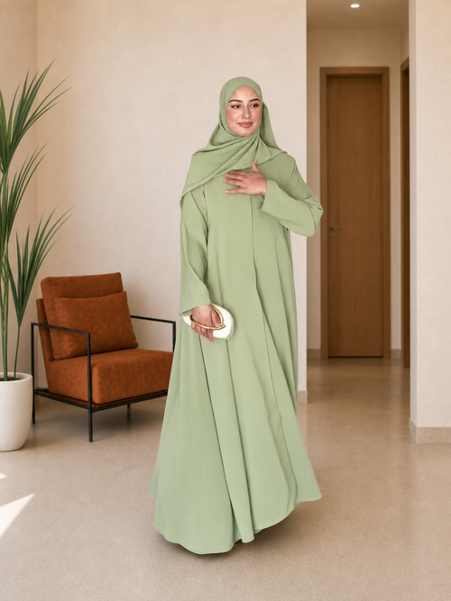 Abaya & Châle Doha Mode - Vert sauge