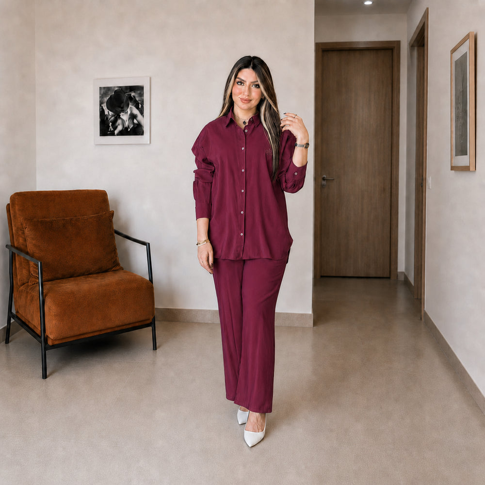 Ensemble Sérénité porté, coloris Bordeaux